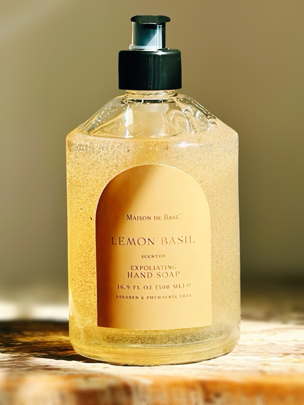 NEW Maison de Base Lemon Basil Hand Wash / Soap Glass Bottle 16.9 OZ